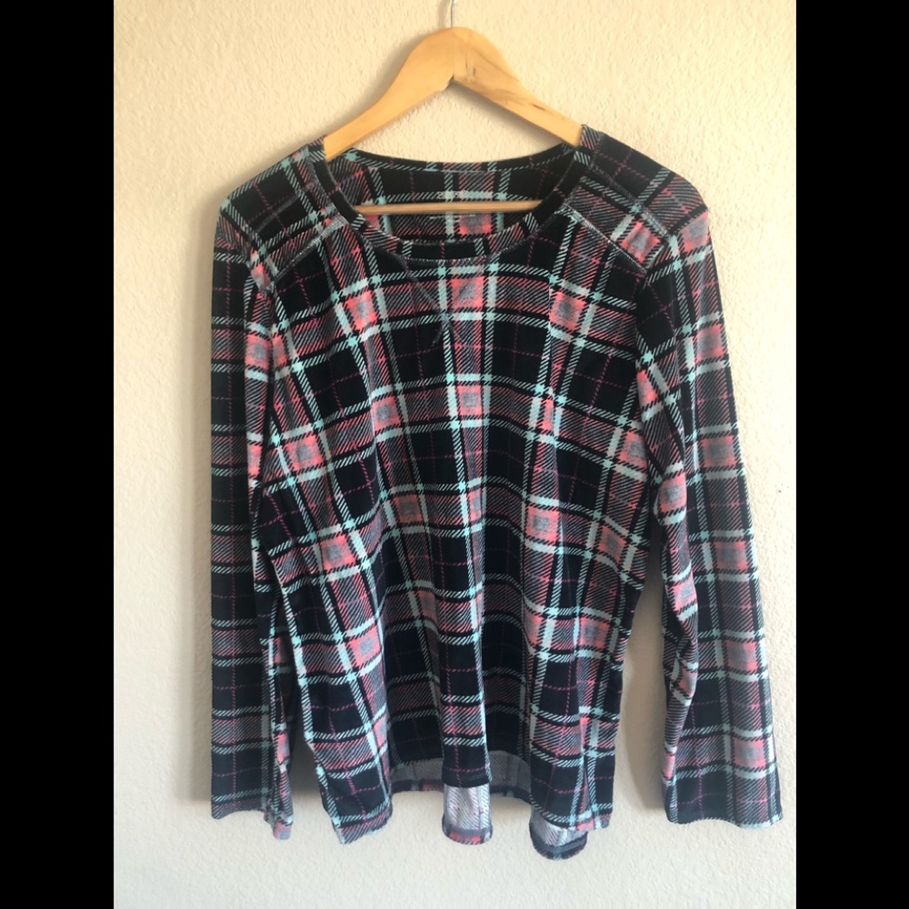 Black and Pink Checkered Long Sleeve Shirt